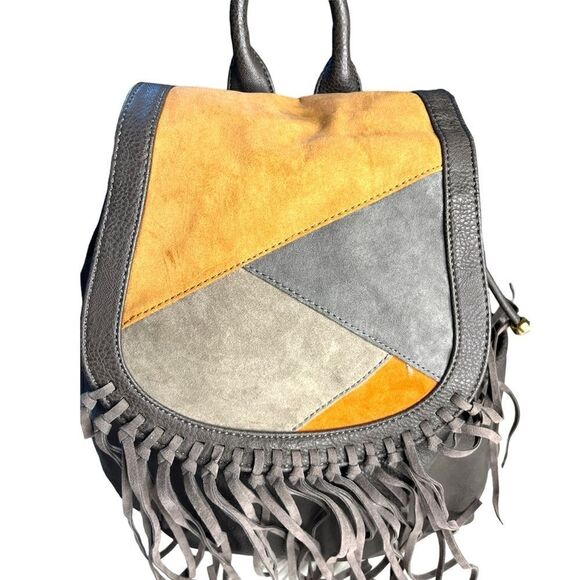 Dream Control Fringe Boho Backpack Grey & Brown - Picture 2 of 10